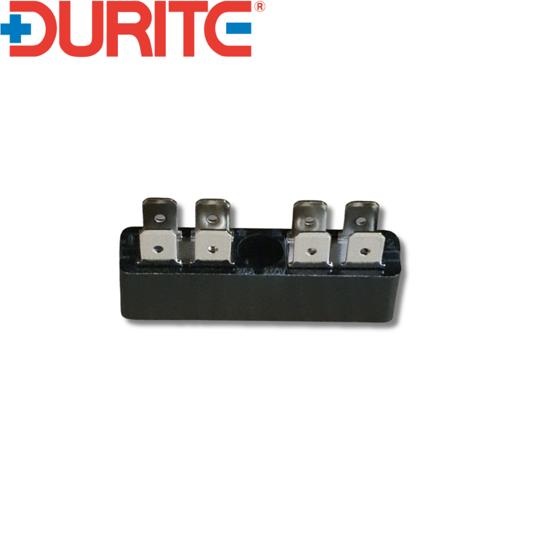 2 x 4-Way Bus Bar with 6.3mm Common Plated Brass Blade Terminal - 25A