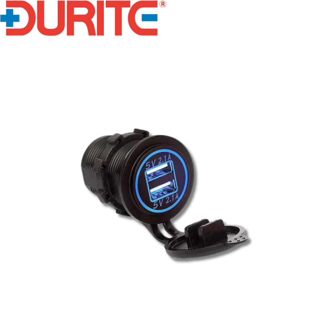 Dual USB Type-A Ports Power Socket - 2.1A, 12/24V