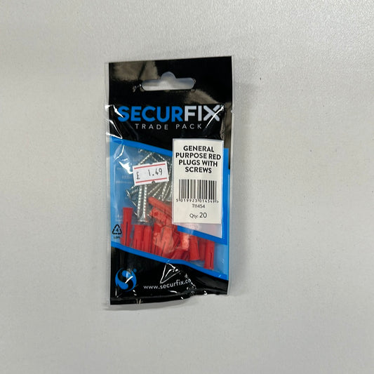 SecureFix General Purpose Red Plugs with Screws Qty 20