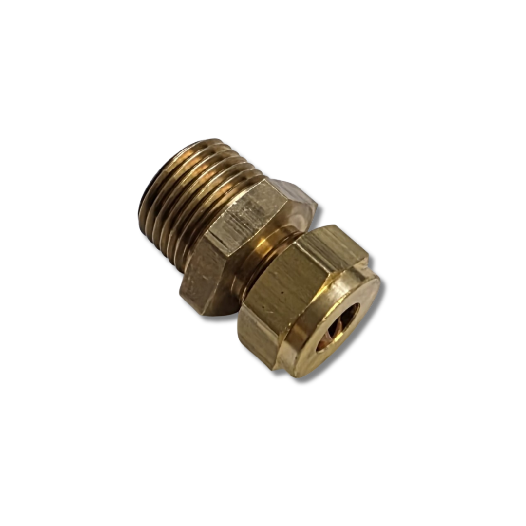 Brass Male Coupling (1/2" BSP Taper to 3/8" Compression)