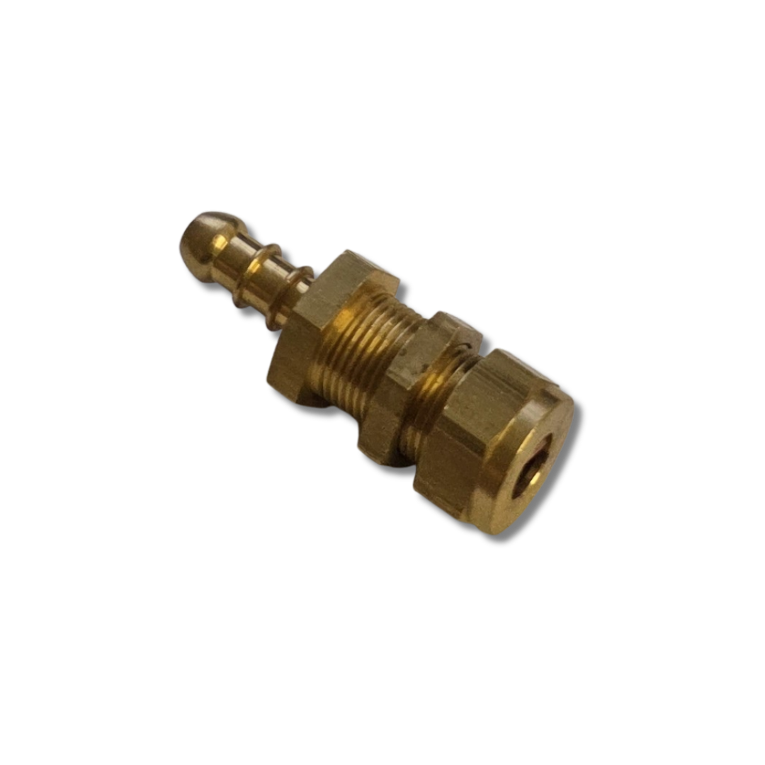 Brass Bulkhead Nozzle 3/8" Compression x 3/8" Hose Tail  -  1-16217