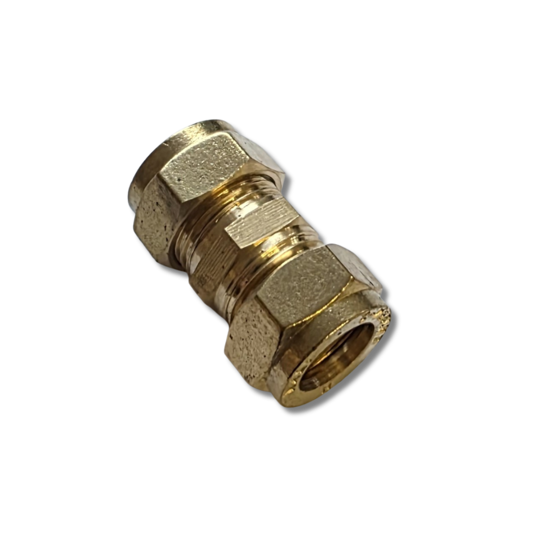 Brass Straight Coupling - 15mm to 15mm Compression