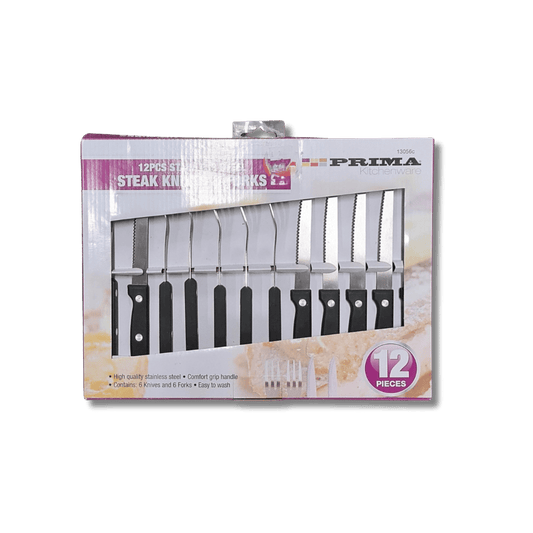 Prima 12Pcs Stainless Steel Steak Knives and Forks