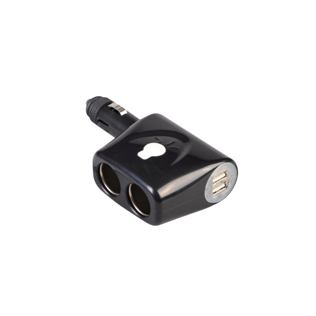 12V Twin Socket Adapter + 2 USB'S