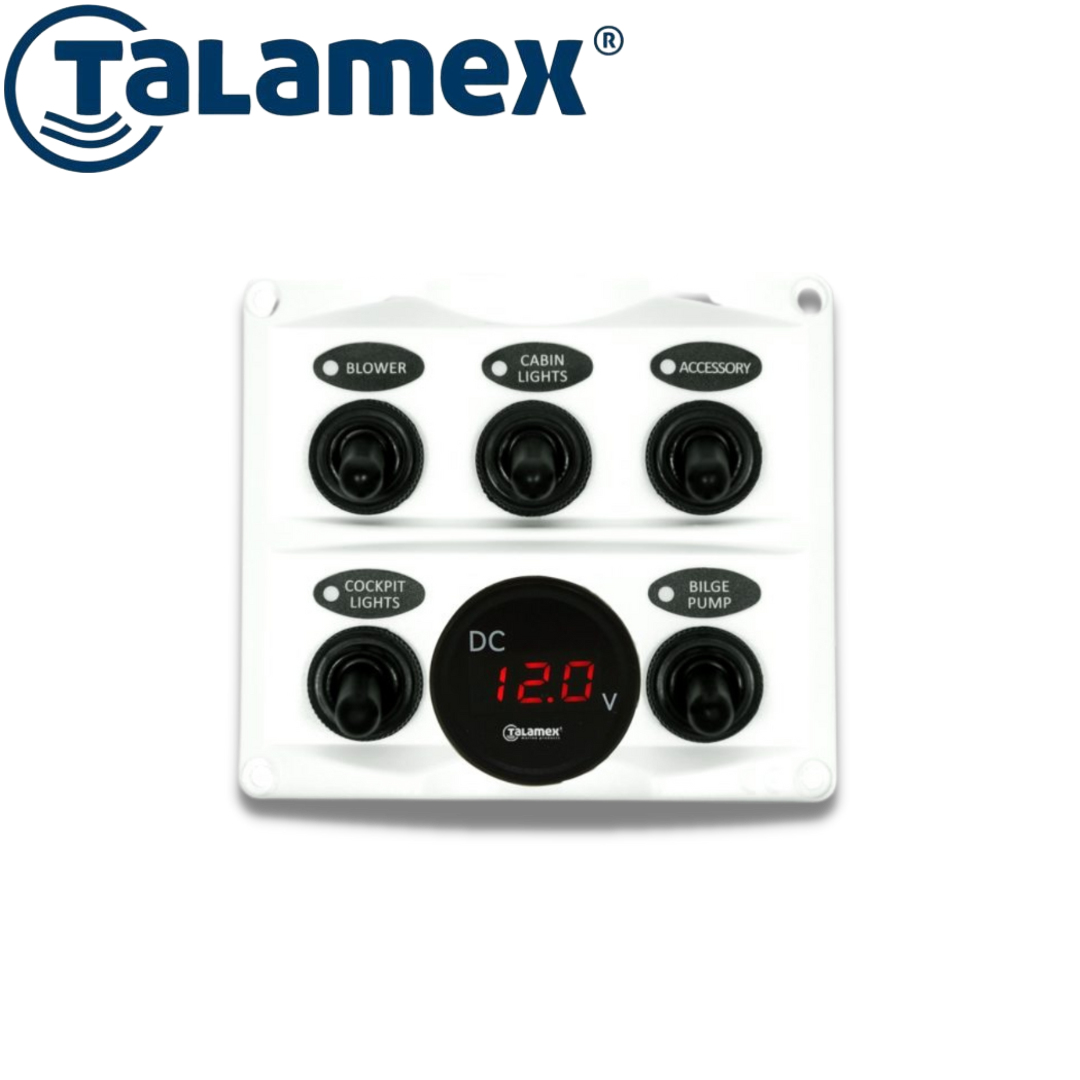 Switch Panel White with Voltage Gauge 12/24V