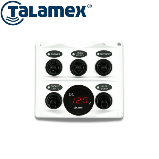 Switch Panel White with Voltage Gauge 12/24V