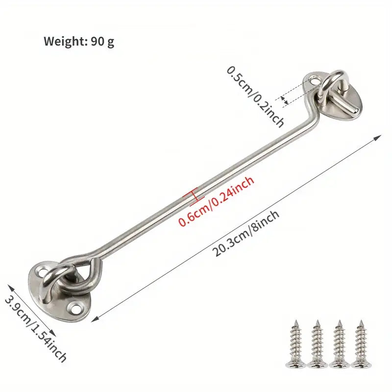 Cabin Hook Eye Lock - Stainless Steel 8-inch