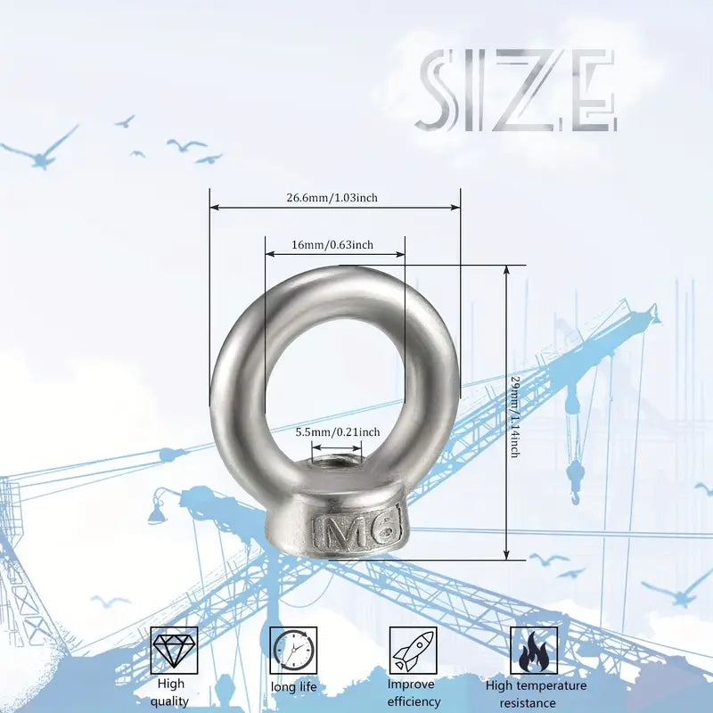 M6 Stainless Steel Eye Nuts - Metric Lifting Nuts
