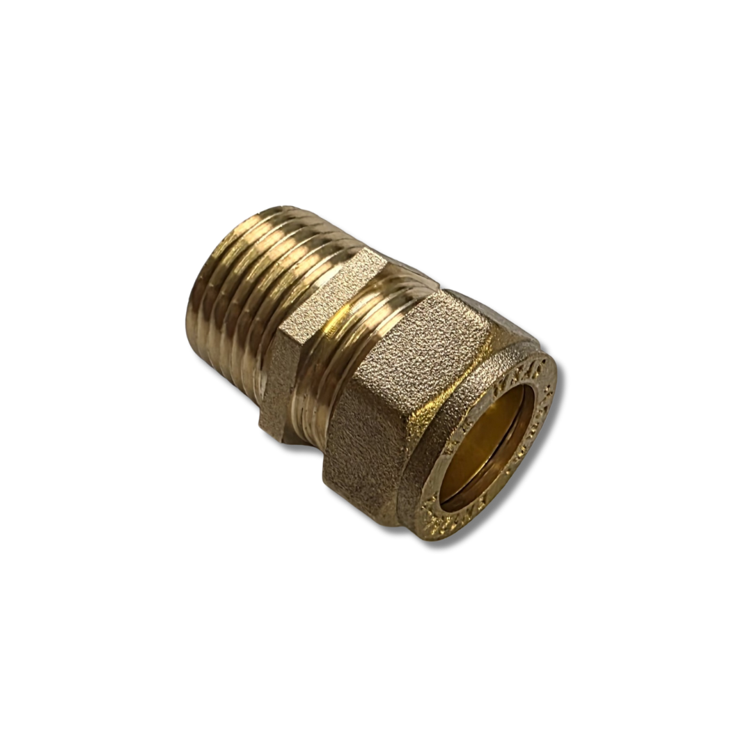 Compression Straight BSPPM Adaptor - 15mm x 1/2"
