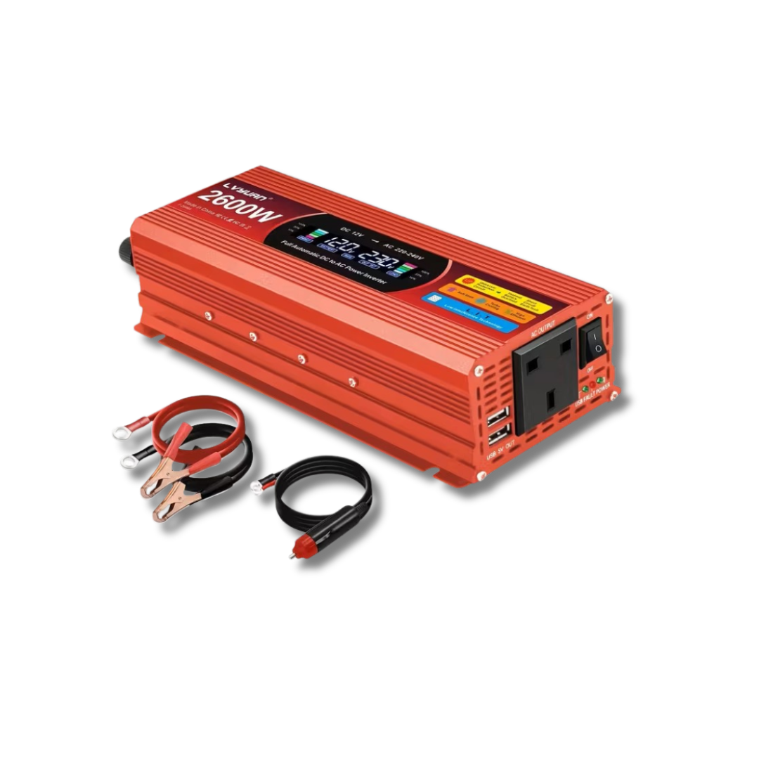 2600W Power Inverter: 12V To 240V Ac With Lcd & Usb Ports