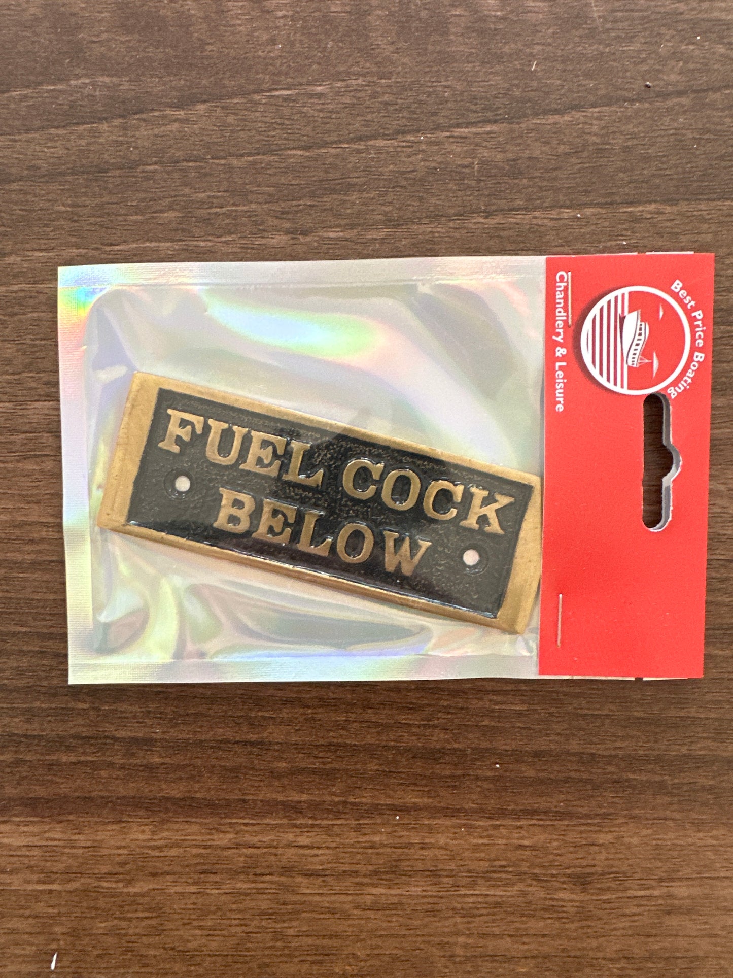 Fuelcock Below - Nameplate Brass wide