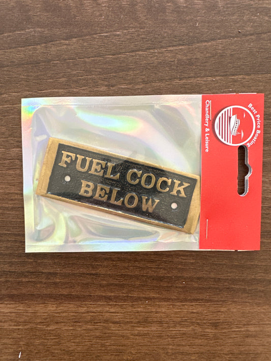 Fuelcock Below - Nameplate Brass wide