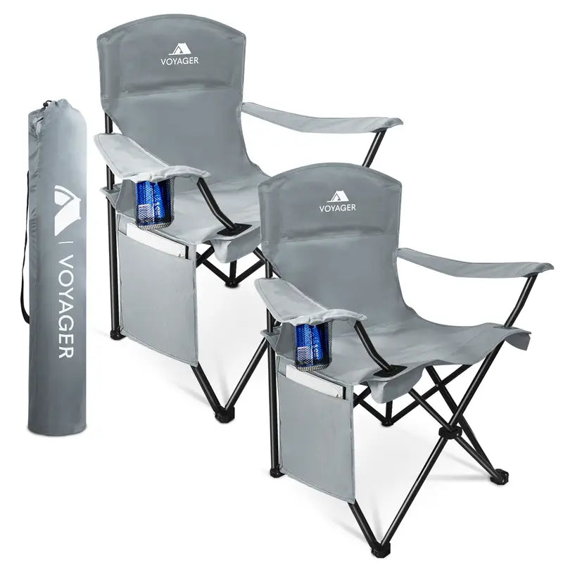 Outdoor Camping Chair - With Arm Drinks Cooler