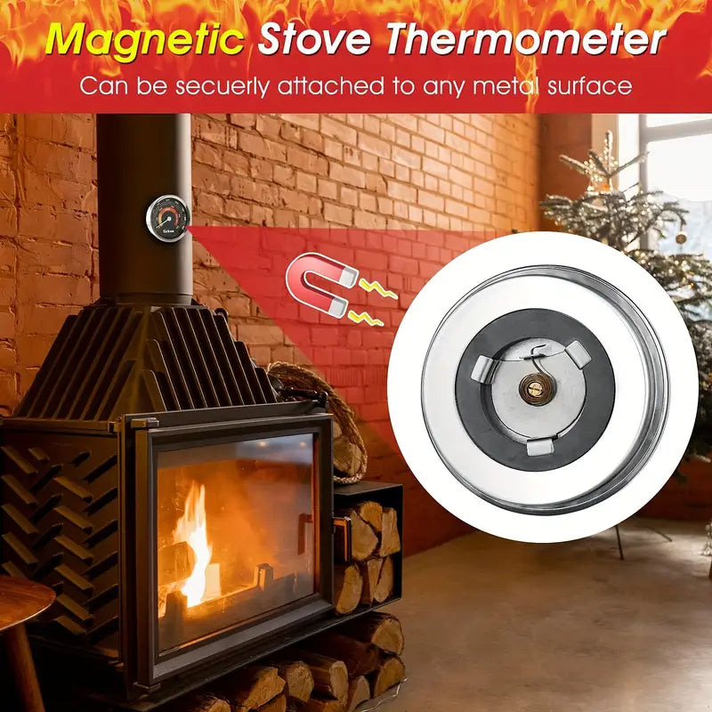 Magnetic Wood Stove Thermometer - 100-900°F/0-500°C
