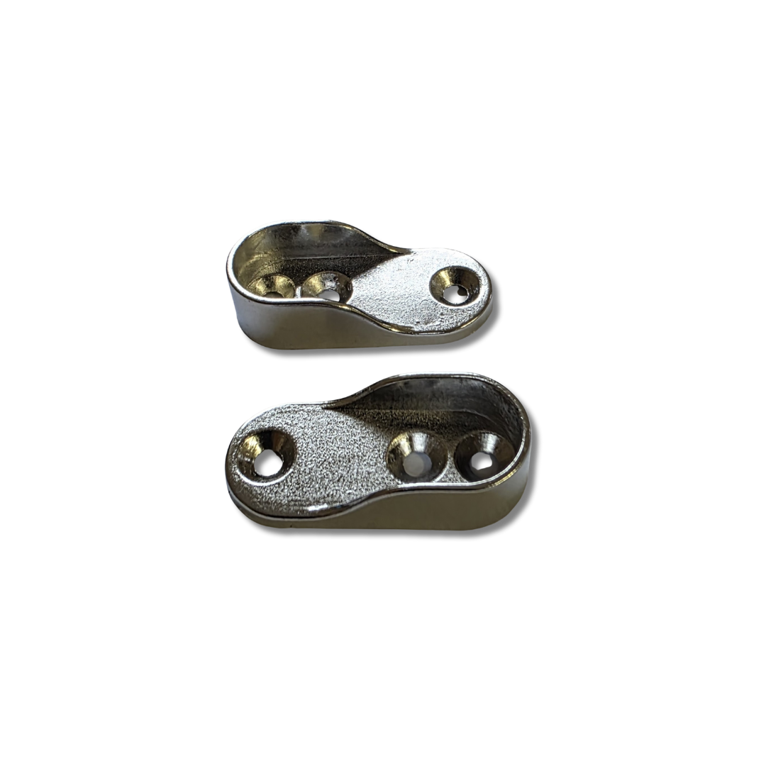 End Brackets x 2 - Oval  (30 x 15mm) - Chrome