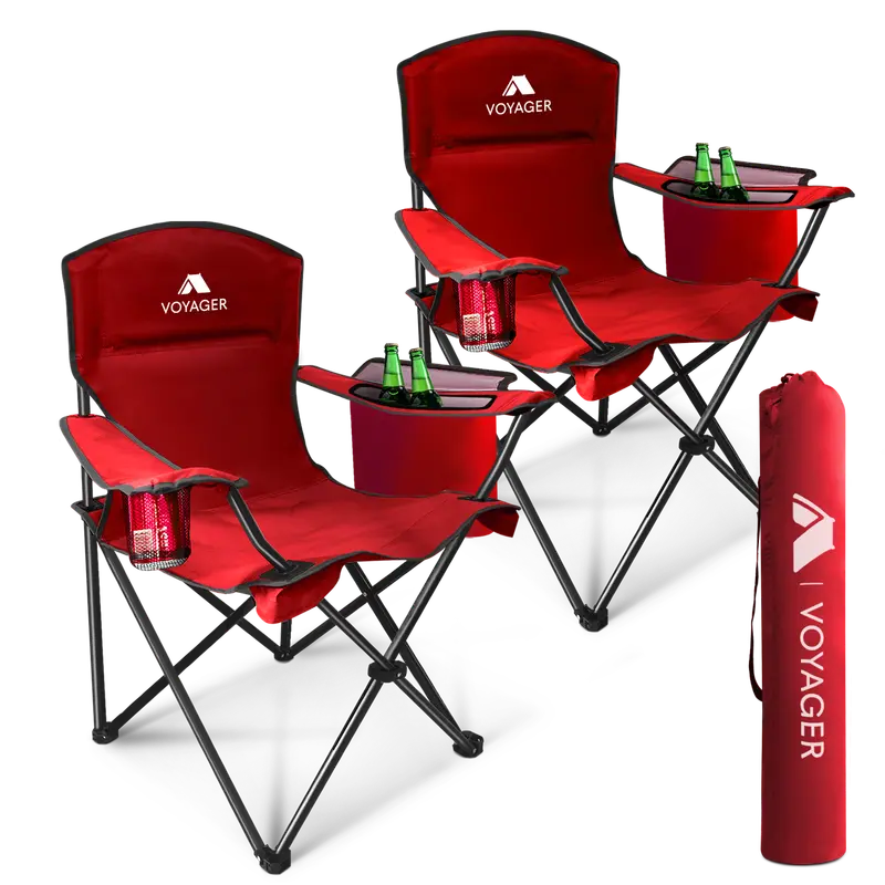 Outdoor Camping Chair - With Arm Drinks Cooler
