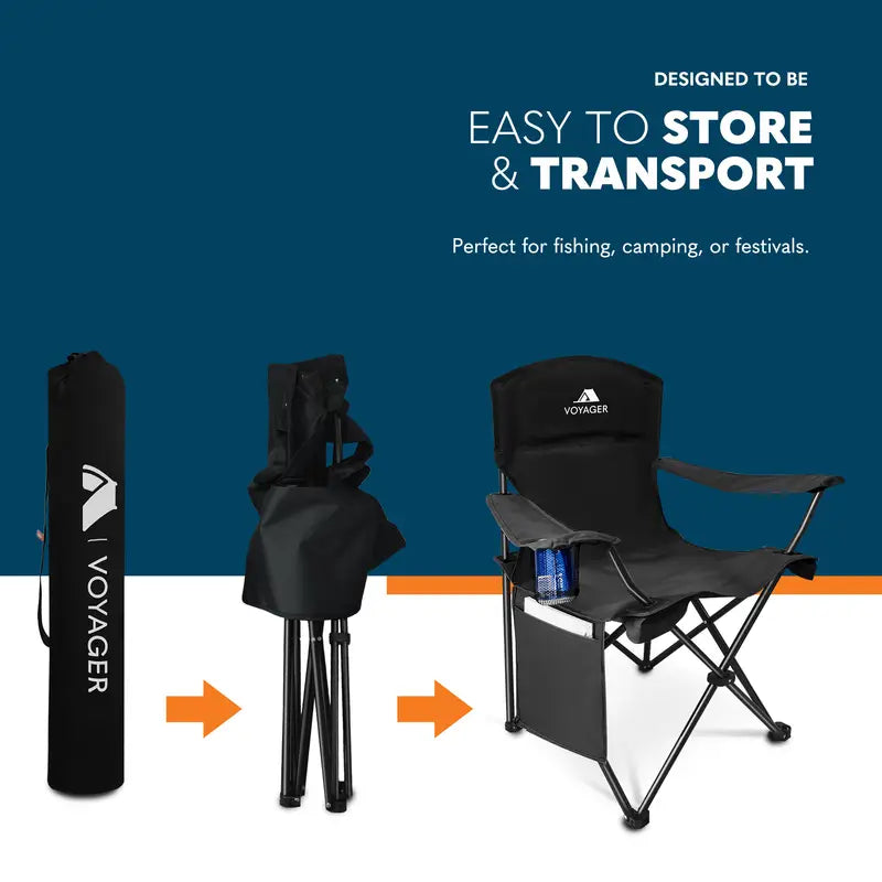 Outdoor Camping Chair - With Arm Drinks Cooler