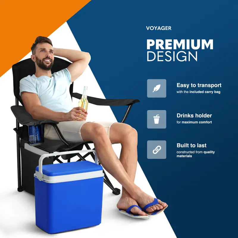 Outdoor Camping Chair - With Arm Drinks Cooler