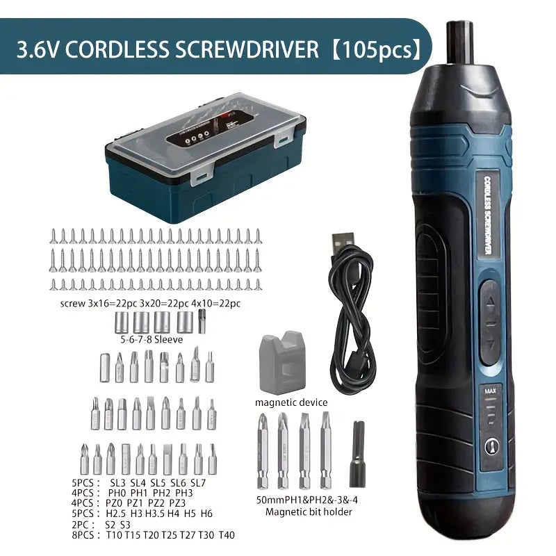 Cordless Screwdriver Set - 105 Pcs