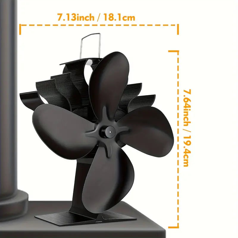 Stove Fan, Log Burner Fan with 4 Blades