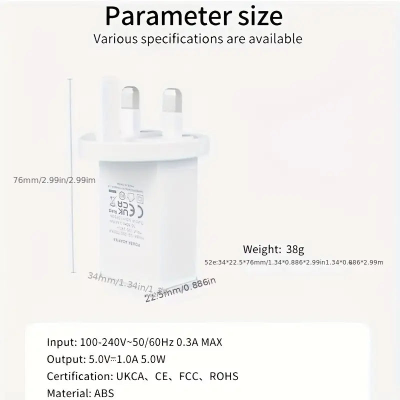 3 Pin Mains USB Fast Charger