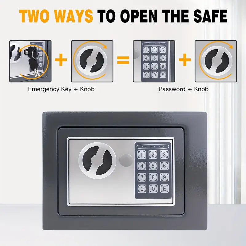 Battery/Key Operated Mini Safe - Grey or Stone