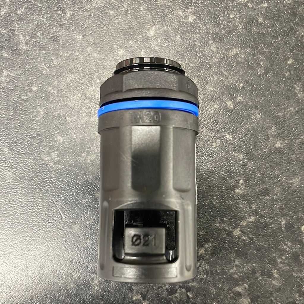 M20 BLACK NYLON TYPE STRAIGHT FITTING WITH FIXED EXTERNAL THREAD & LOCKNUT M20 21MM