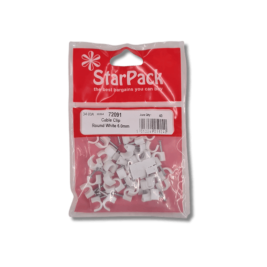 Starpack Cable Clip Round White 6.0mm