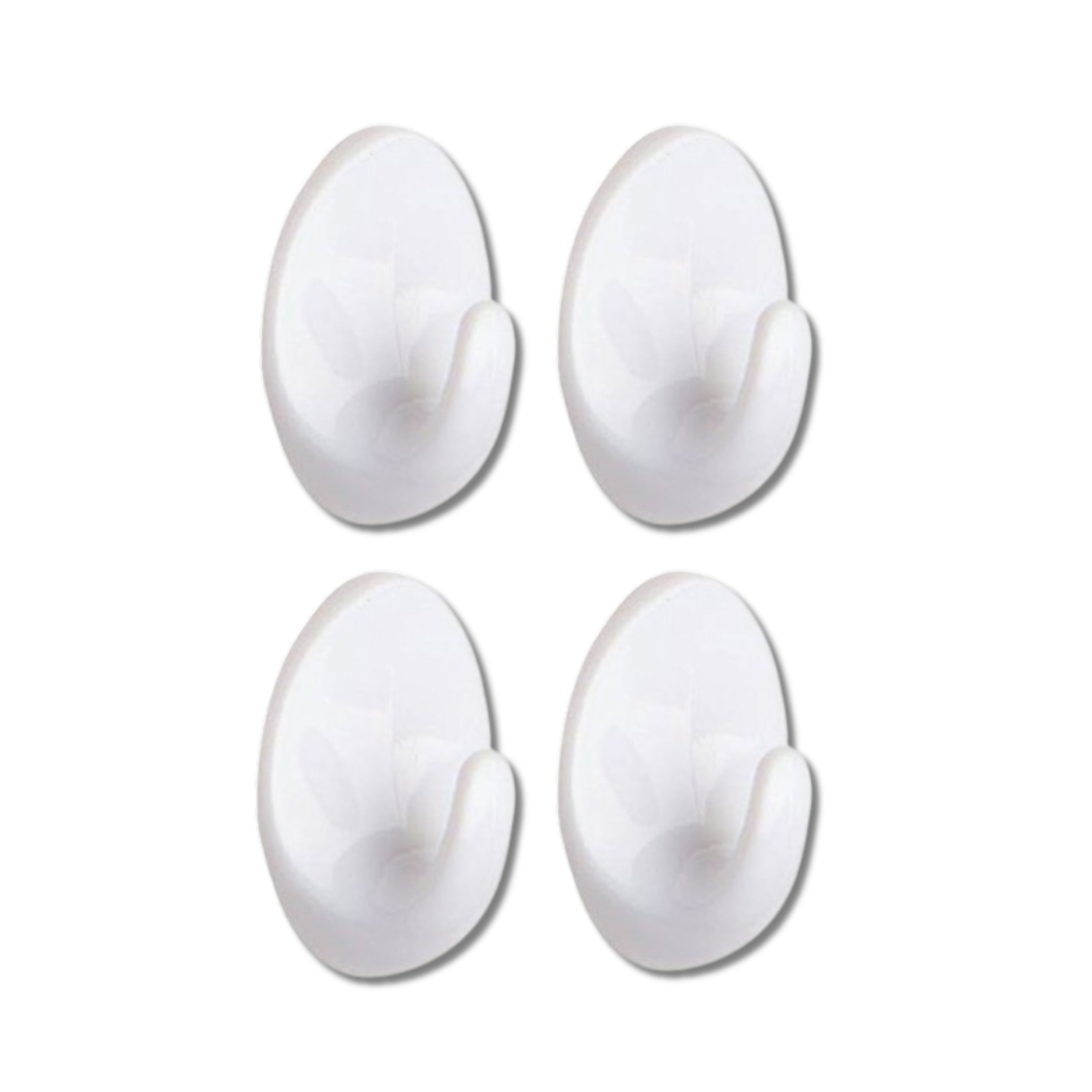 Self Adhesive Hook Small Oval White - Pack of 4