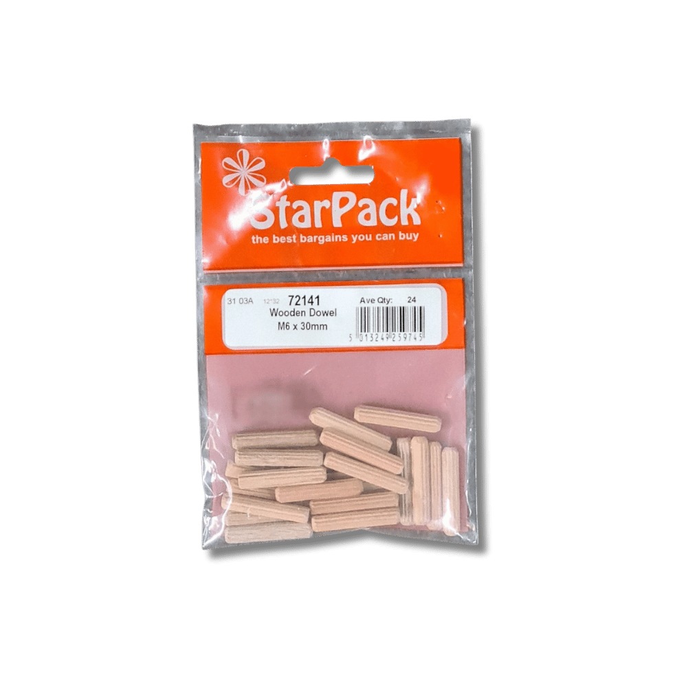 Star Pack Wooden Dowel M6 x 30mm