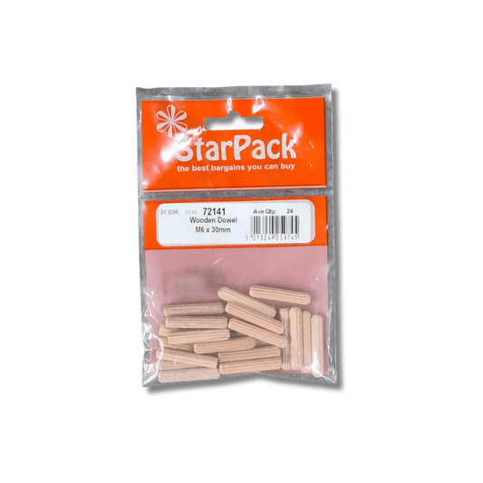 Star Pack Wooden Dowel M6 x 30mm