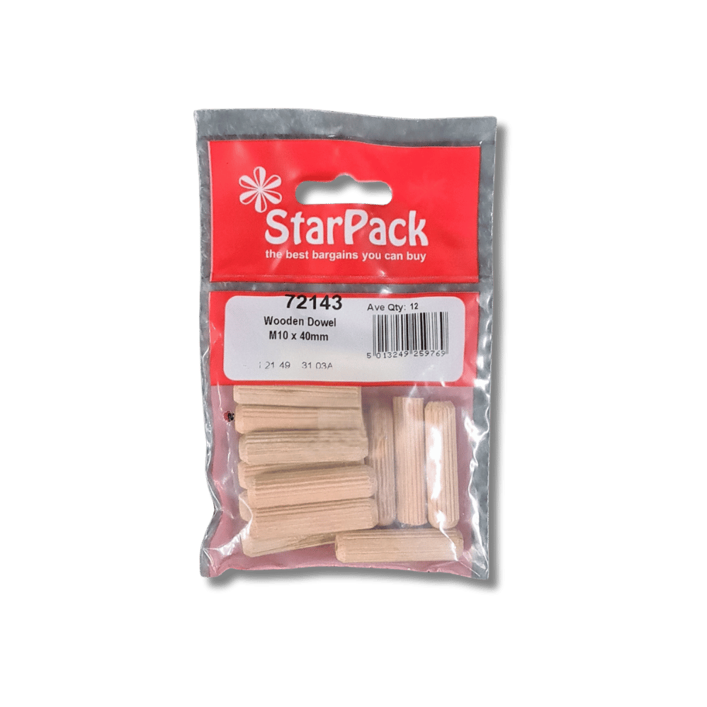 Star Pack Wooden Dowel M10 x 40mm