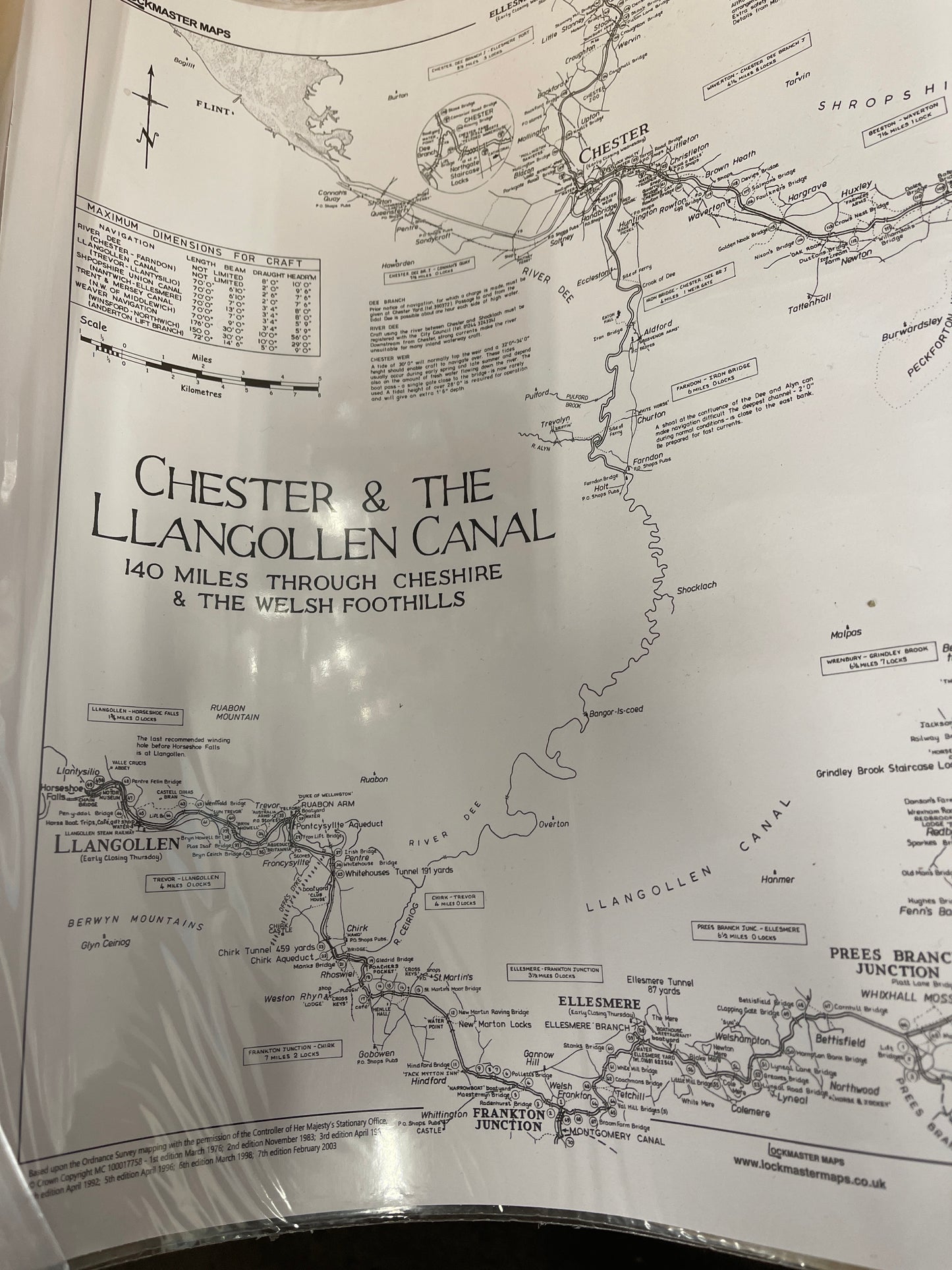 Chester & Llangollen Canal map by Lockmaster Maps.