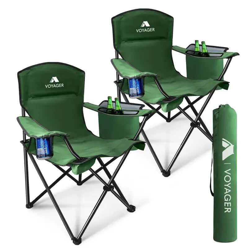 Outdoor Camping Chair - With Arm Drinks Cooler