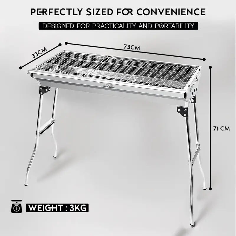 Large Foldable Stainless Steel Charcoal BBQ Grill