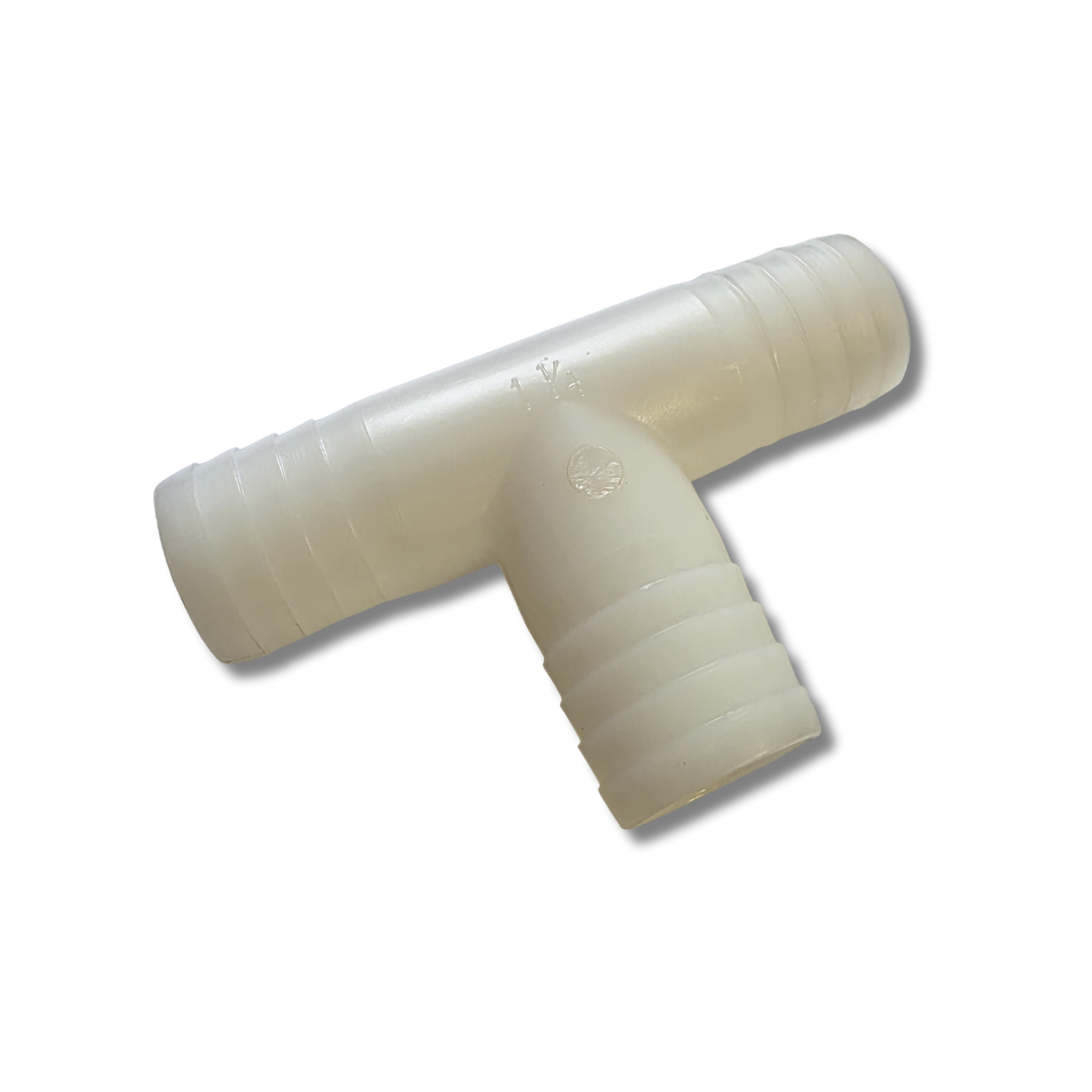 Aquafax Plastic Tee 1-1/4” Hose Barbs