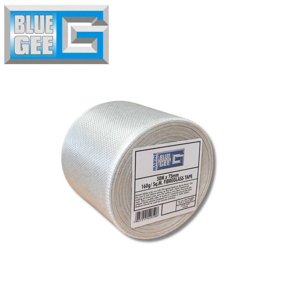 Blue Gee 54050 Fibreglass Tape 75mm x 50m GRP Repair Glass Fibre Reinforcement Roll