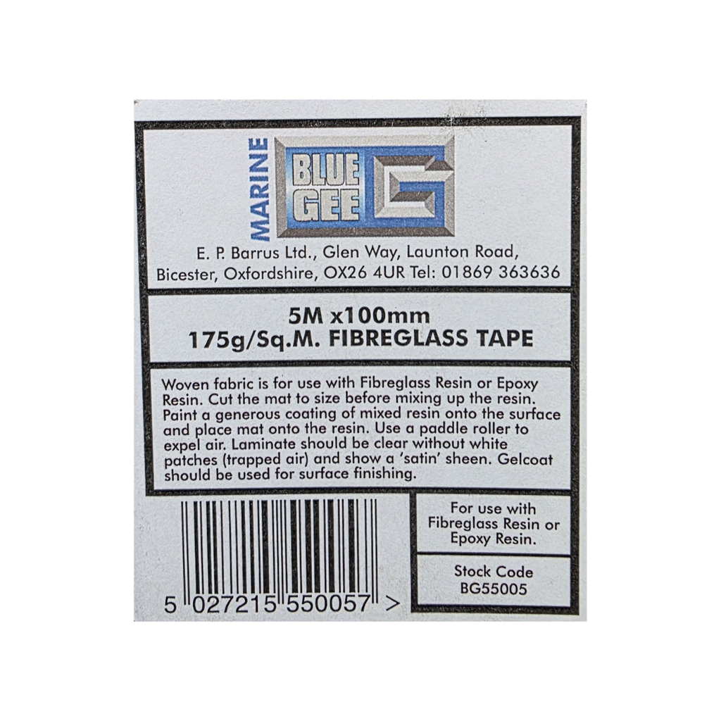 Blue Gee BG55005 Fibreglass Tape 5m x 100mm 175g/m² Marine Resin