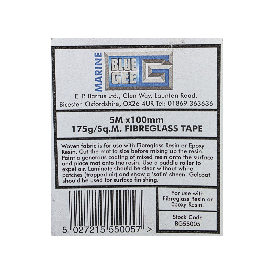 Blue Gee BG55005 Fibreglass Tape 5m x 100mm 175g/m² Marine Resin
