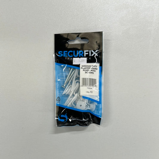 SecureFix Medium Duty Plasterboard Plugs with Screws Qty 10