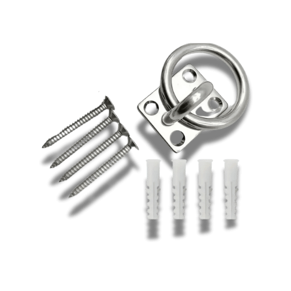 Stainless Steel Square Eye Plate with Ring - With Screws