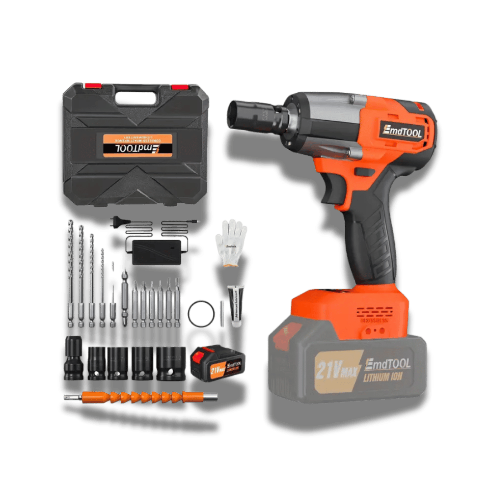 Cordless Impact Wrench 1/2" Set- with Battery, Charger & Attachments