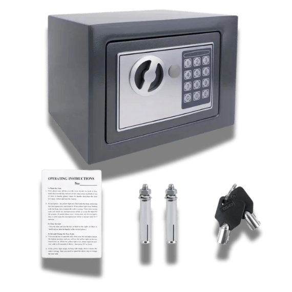 Battery/Key Operated Mini Safe - Grey or Stone