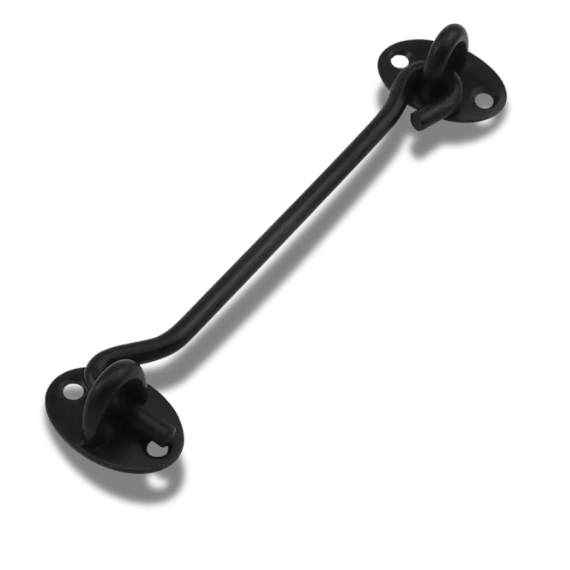 Cabin Hook 6 Inch Hook Eye Latch - 6-inch Lock  - Black with screws