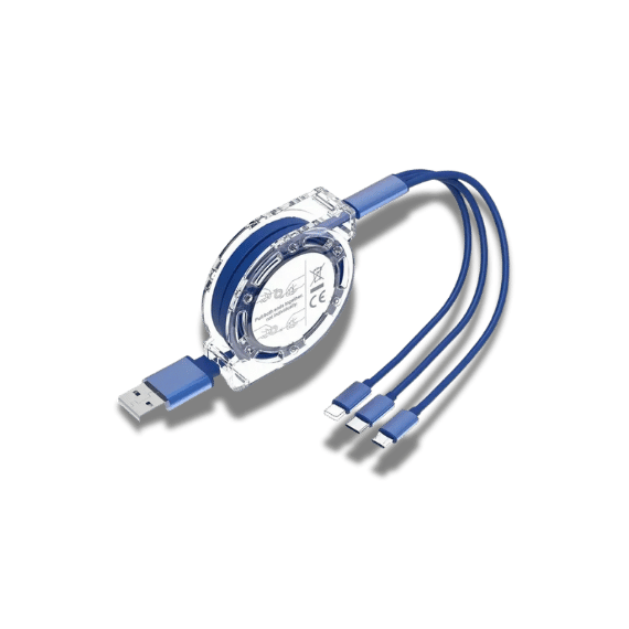 3-in-1 Retractable USB Charging Cable - 1m