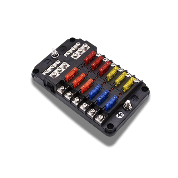 12-Way Car Boat Blade Fuse Box - LED Indicator, 12V 32V