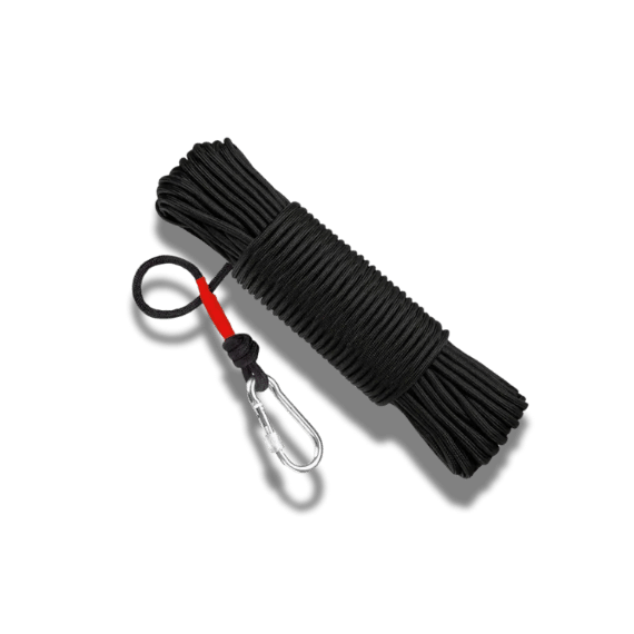 Magnet Fishing Rope - 20m with Carbine Hook & Retaining Ring