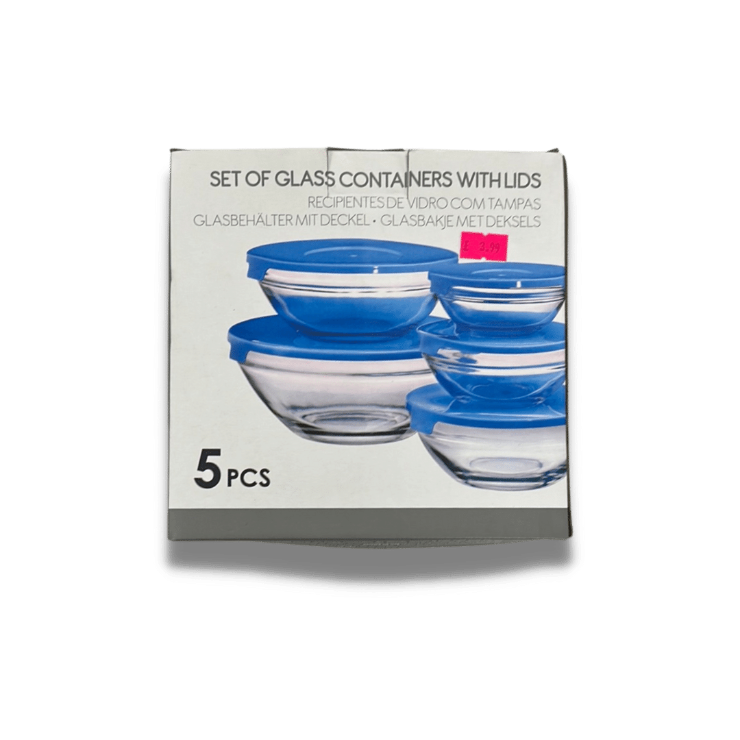 Urban Living Ste of Glass Containers with Lids -5 pack multiple sizes