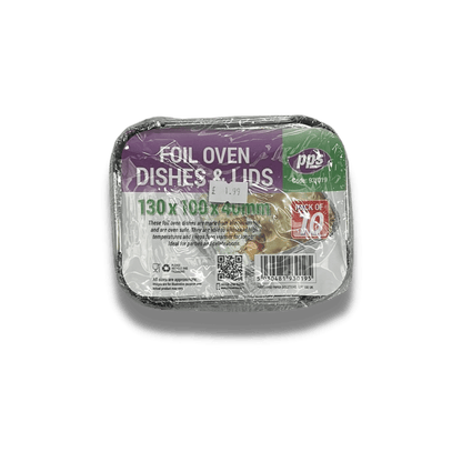 PPS Foil Oven Dishes with Lid 130 x 100 x 40mm - Pack of 10