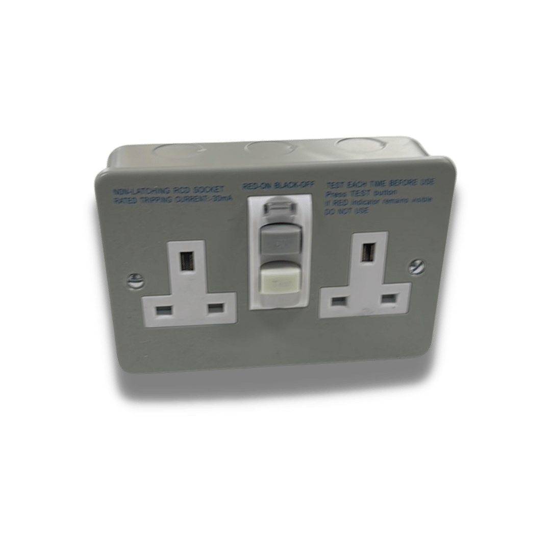 13A 2 Gang Metal Clad RCD Socket